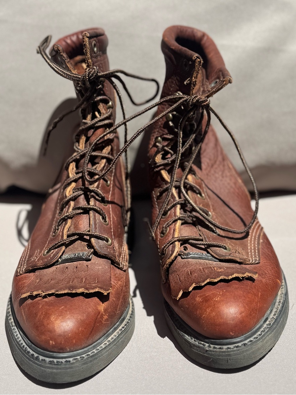 Women’s Double H Ladies Lacer Brown Leather Kilties Lace Up Western Work-boot 9W